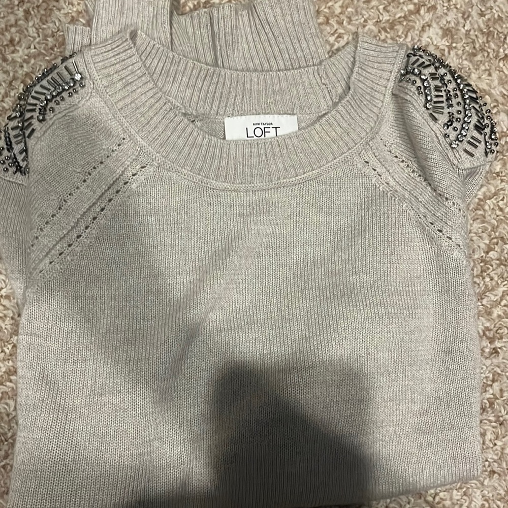 Loft sweater with jeweled shoulders